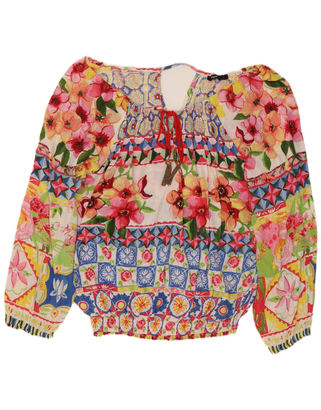 DESIGUAL Blusa extragrande para mujer UK 40 Grande Multicolor Floral