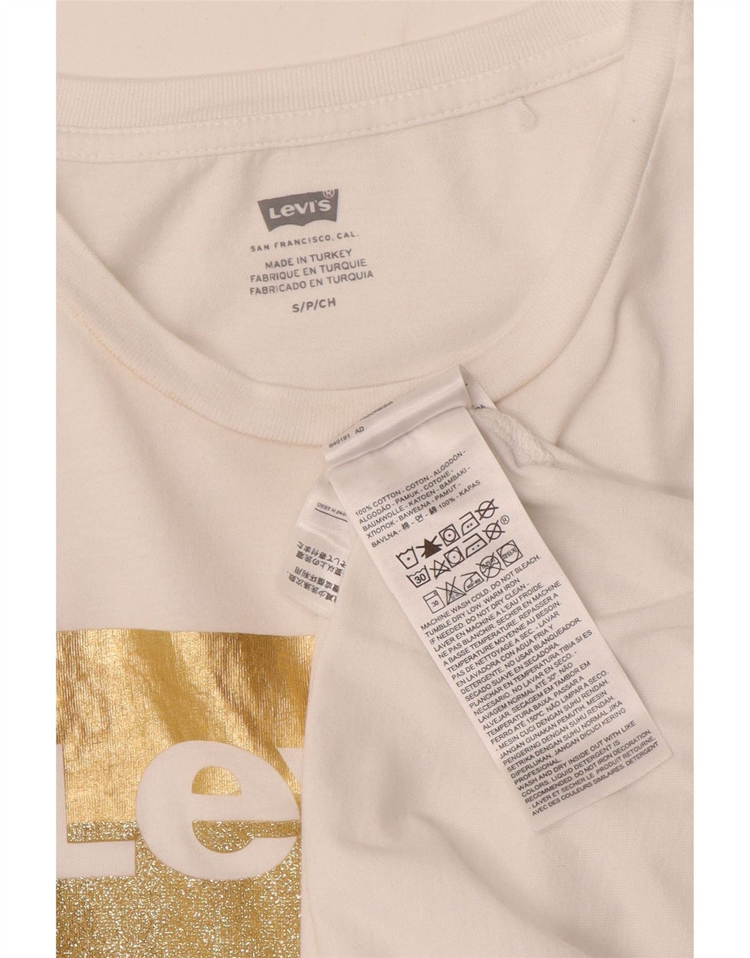 Levi's Camiseta gráfica para mujer Top UK 10 Small White Cotton