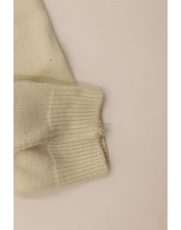 Vintage hombres rollo cuello jersey suéter grande de blanco