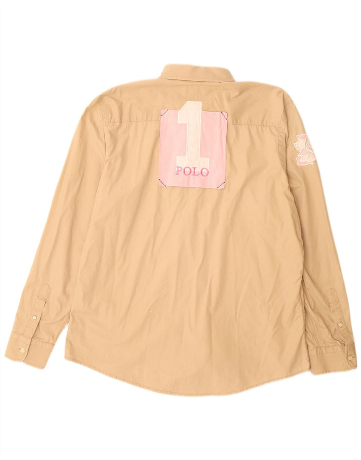 LA MARTINA Camisa gráfica para hombre 2XL Algodón beige