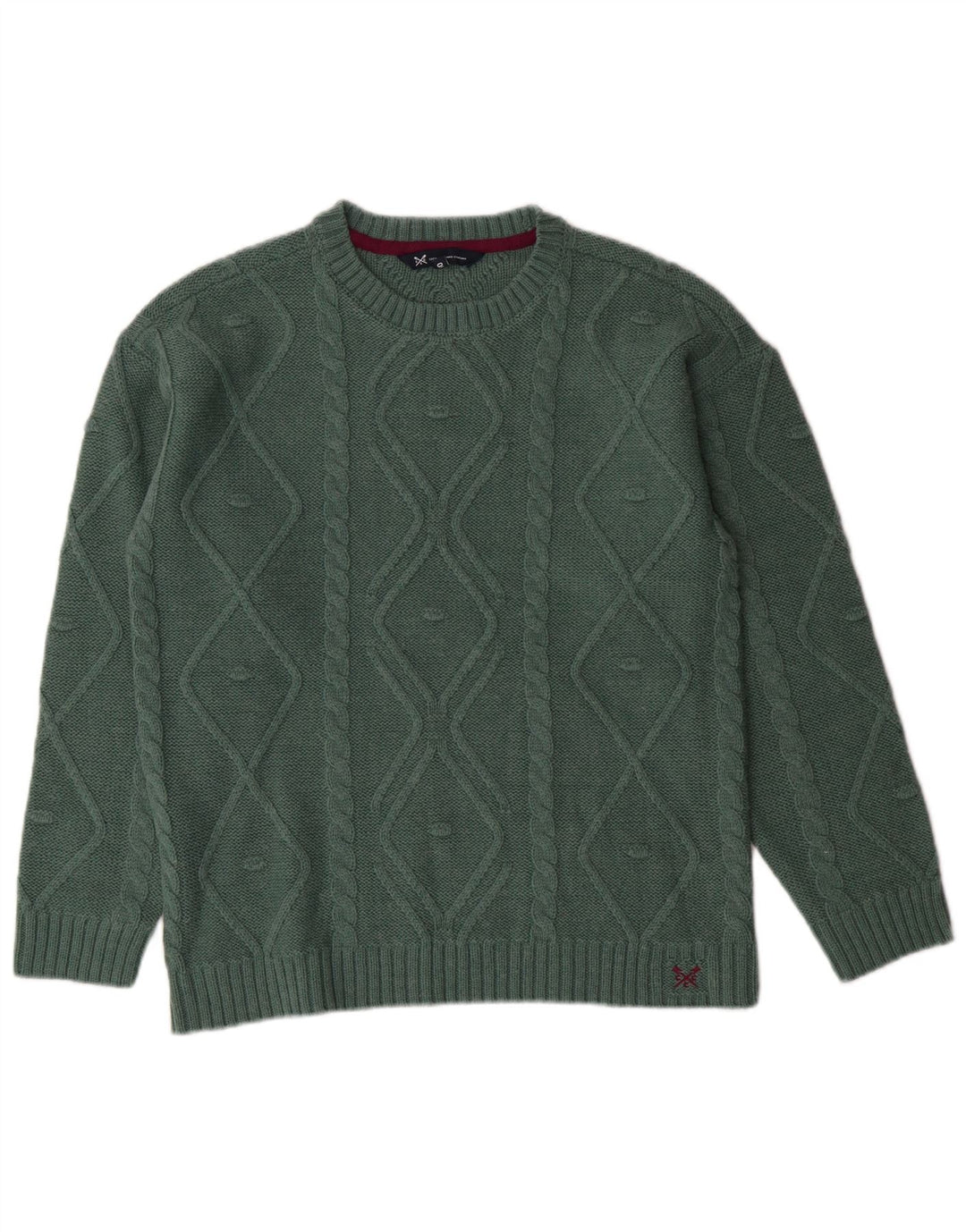 CREW CLOTHING Suéter tipo jersey de gran tamaño con cuello redondo para mujer UK 10 Small Green