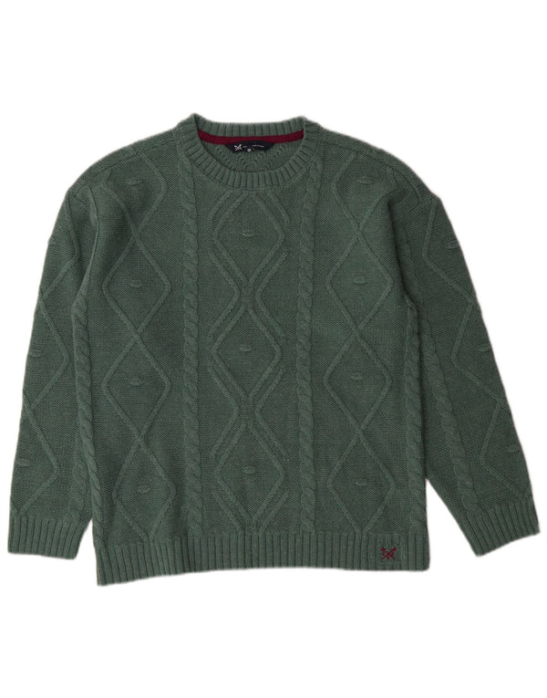 CREW CLOTHING Suéter tipo jersey de gran tamaño con cuello redondo para mujer UK 10 Small Green