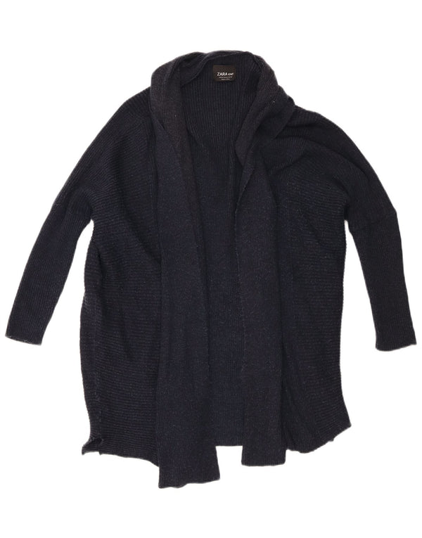 Zara Suéter Cárdigan Abierto De Manga 3/4 para Mujer UK 44 Medio Azul Marino Moteado