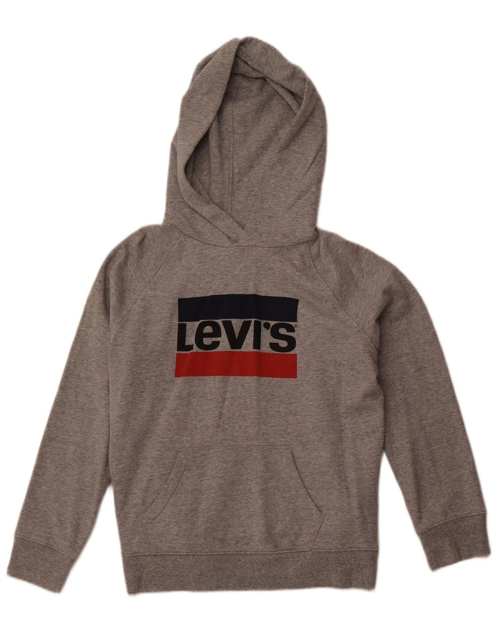 LEVI'S Jersey con capucha gráfico para mujer Reino Unido 14 Algodón moteado gris medio