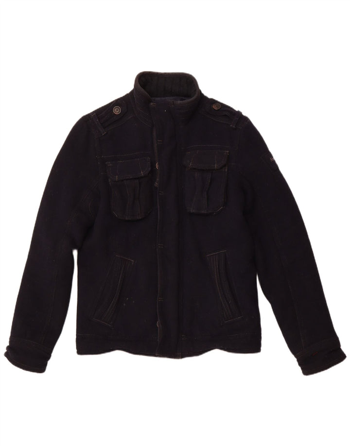 Abercrombie & Fitch Chaqueta militar para hombre Reino Unido 40 Grande Lana azul marino