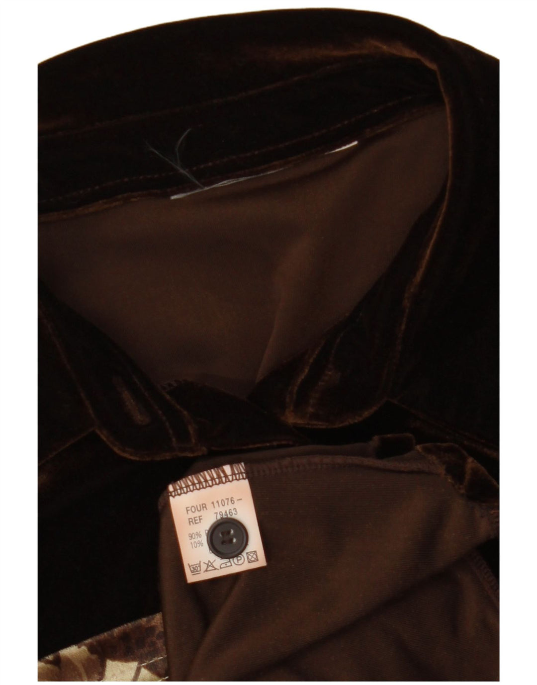 VINTAGE Mujer Velour Camisa Sin Mangas Blusa Reino Unido 12 Marrón Medio Floral