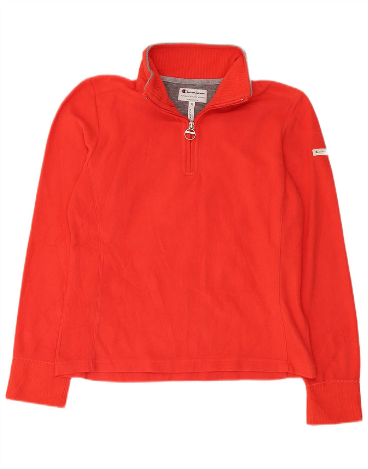 Champion Jersey de forro polar con cuello y cremallera de fácil ajuste para mujer UK 44 Poliéster rojo mediano