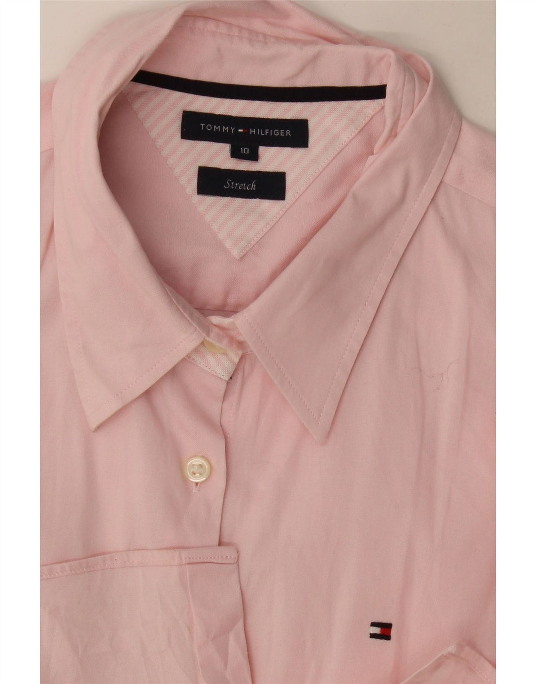 Tommy Hilfiger Camisa formal para mujer US 10 Grande Rosa Rayas