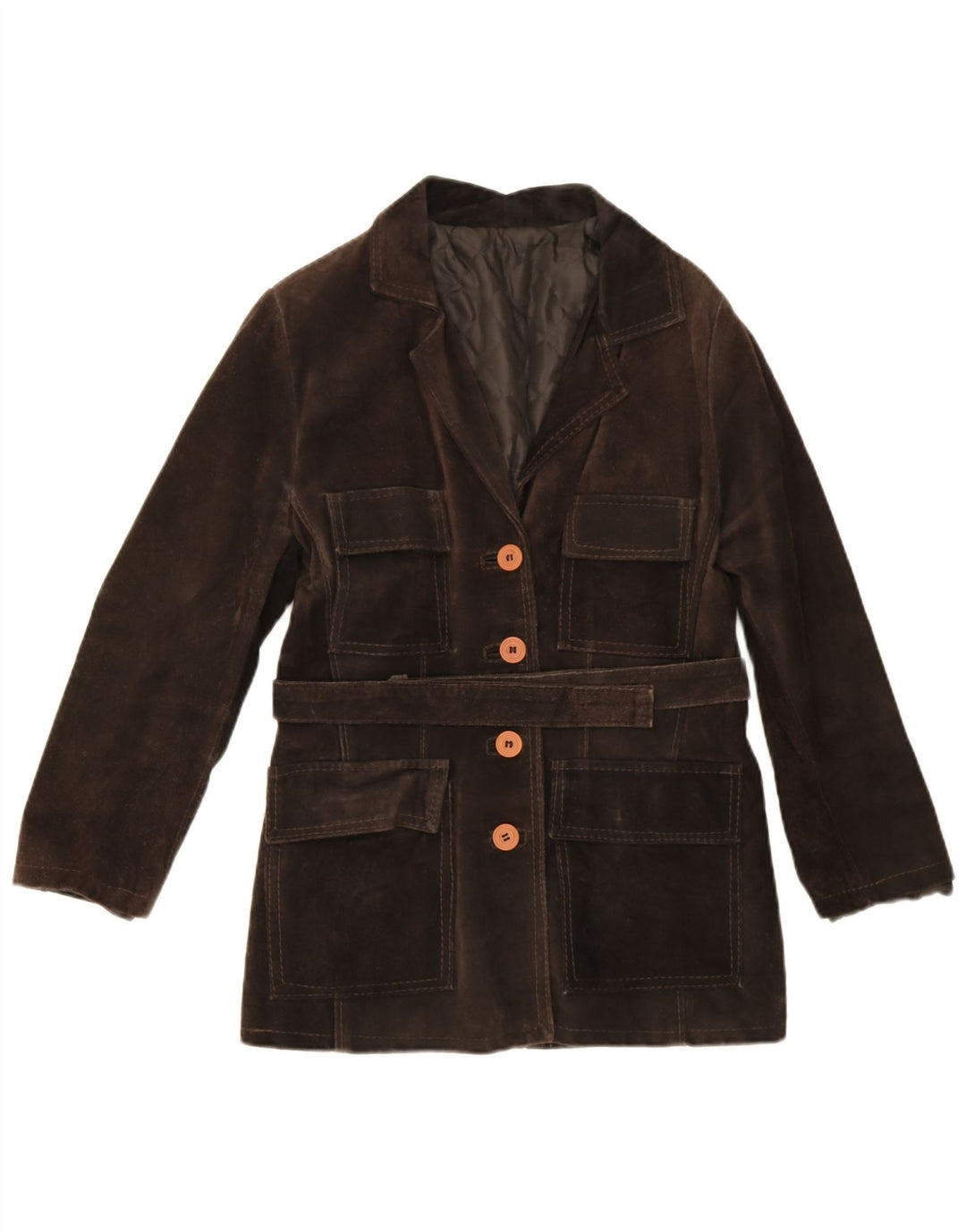 Vintage mujer ante chaqueta Reino Unido 10 pequeño cuero marrón