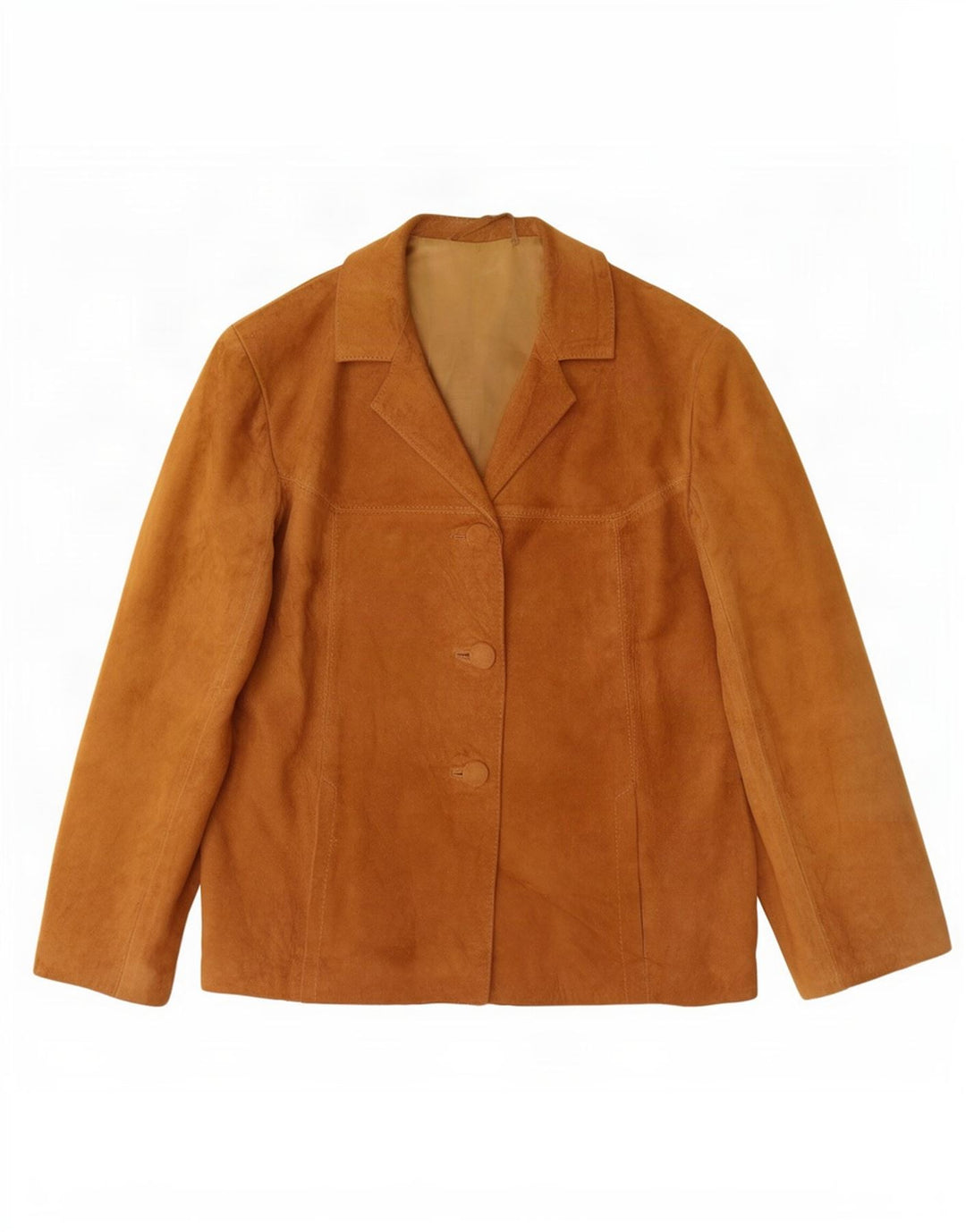 Vintage mujer 3 botones ante Blazer chaqueta Reino Unido 14 beige medio