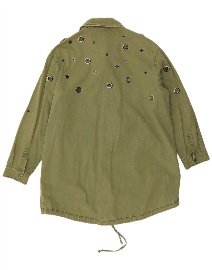 Zara Mujer Chaqueta Utilitaria Militar De Gran Tamaño UK 14 Medium Khaki