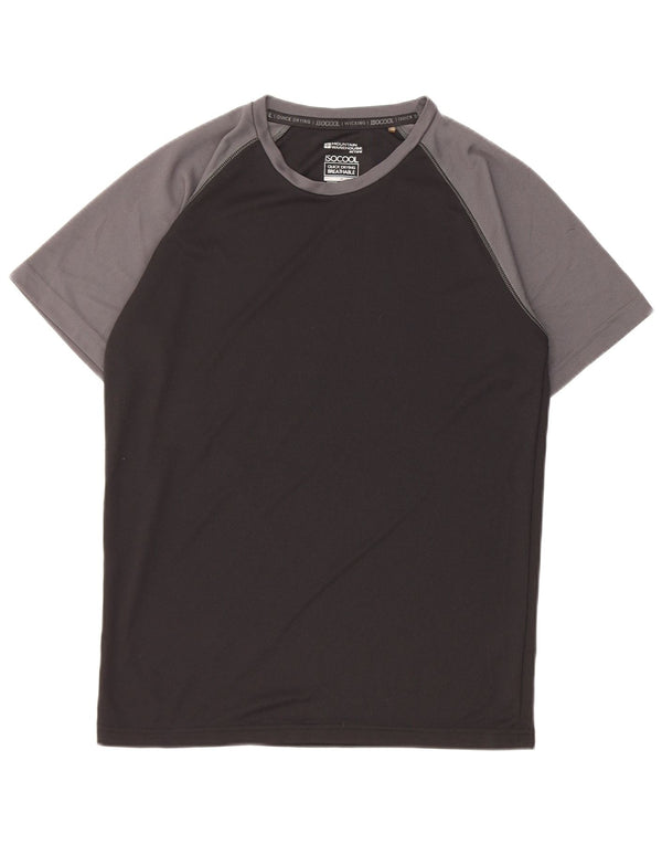 Camiseta para hombre Mountain Warehouse Top medio negro con bloques de color Poliéster