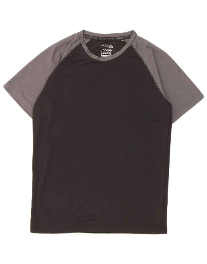 Camiseta para hombre Mountain Warehouse Top medio negro con bloques de color Poliéster