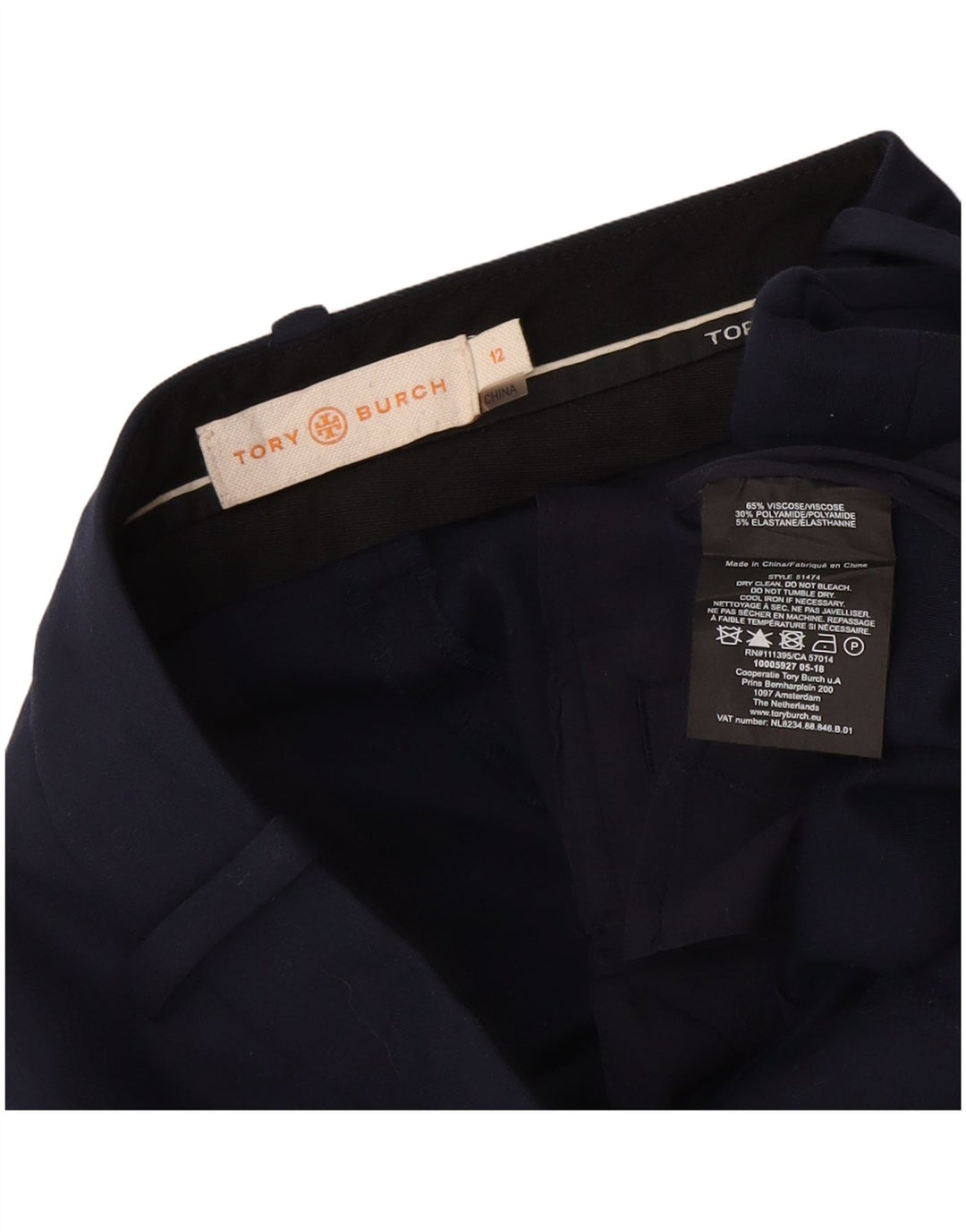 Tory Burch Pantalones chinos para mujer US 12 Large W30 L27 Azul marino Viscosa