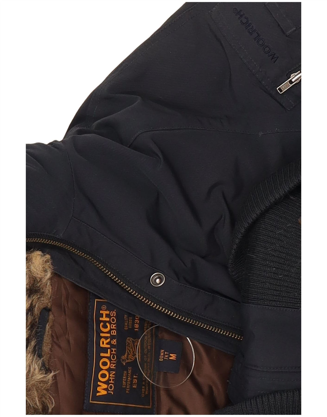 Woolrich Chaqueta acolchada con capucha para mujer UK 12 Medium Azul marino Algodón