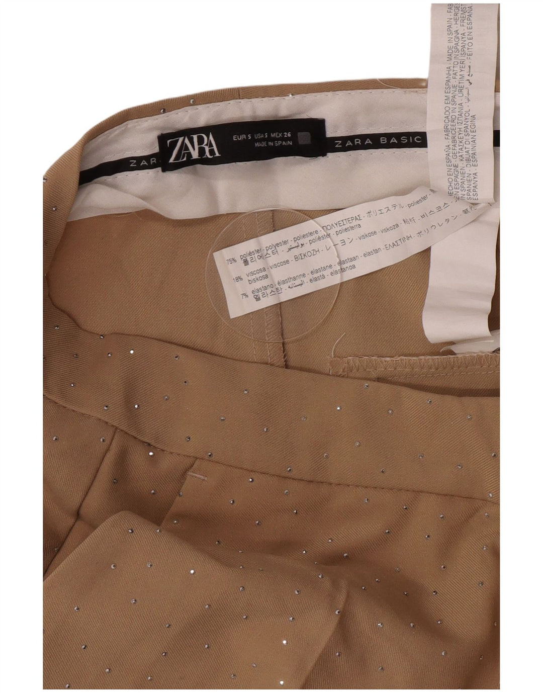 Zara Womens Tapered Suit Trousers Small W26 L26 Beige Polyester