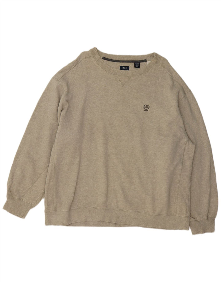 IZOD Hombre Sudadera Jumper XL Gris Algodón Moteado