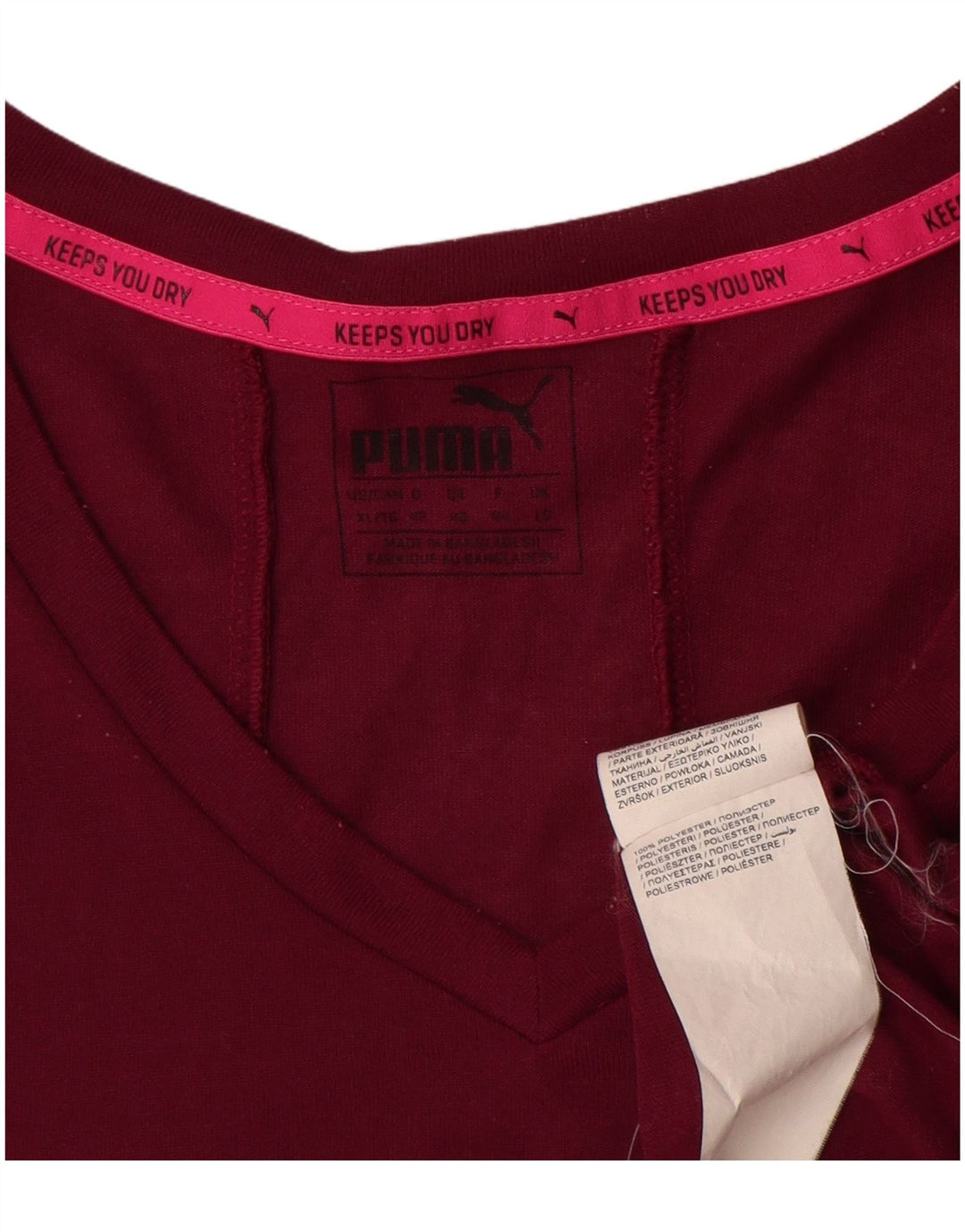 Puma Camiseta para mujer Top UK 16 Large Borgoña Poliéster