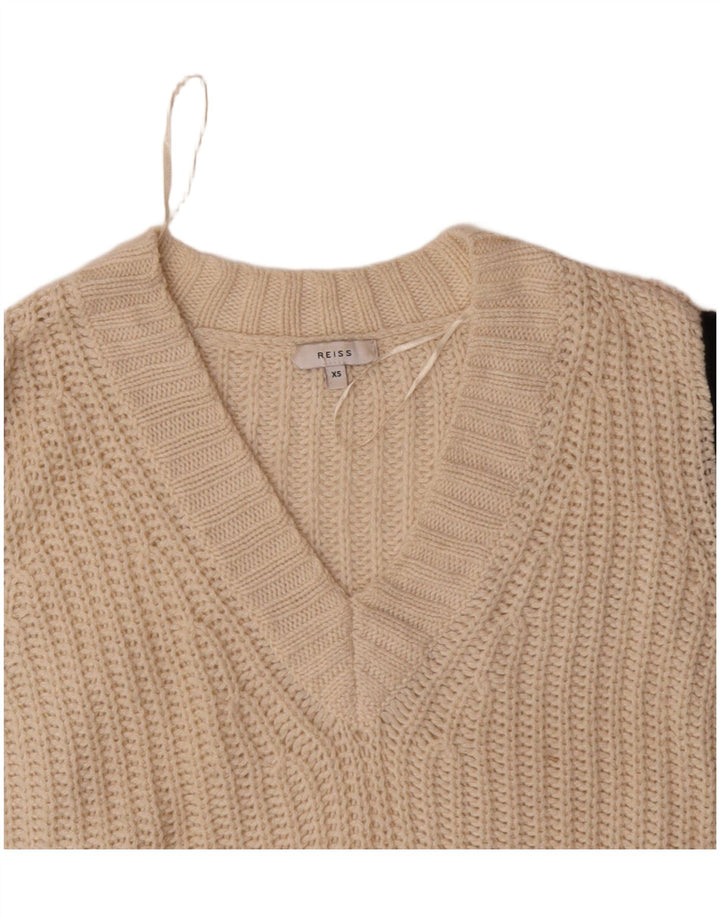 REISS Jersey extragrande con cuello en V para mujer UK 6 XS Beige Colorblock