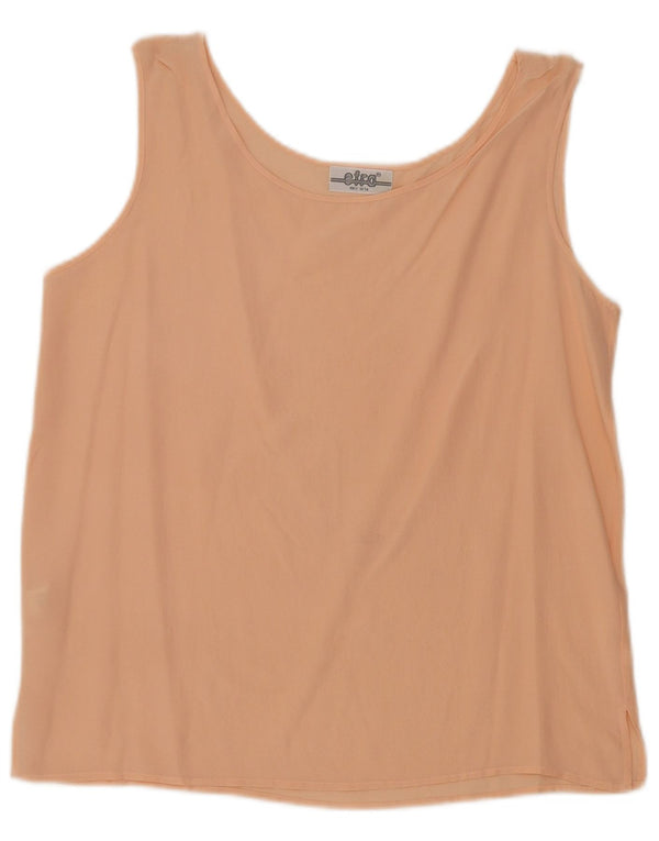 Vintage mujer blusa sin mangas Top Reino Unido 12 seda rosa mediana
