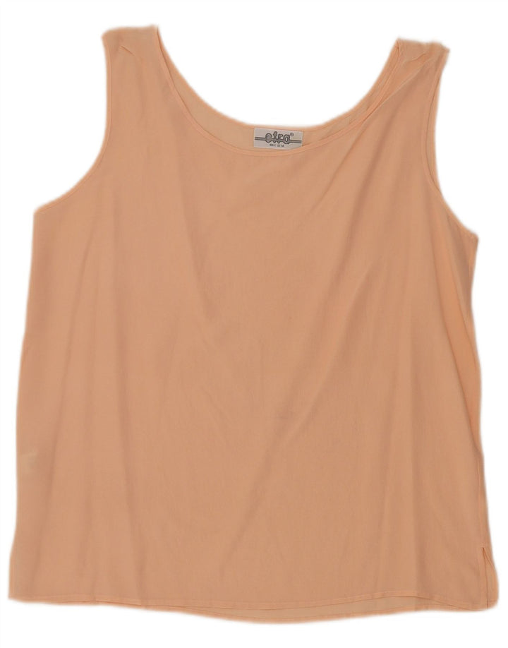 Vintage mujer blusa sin mangas Top Reino Unido 12 seda rosa mediana