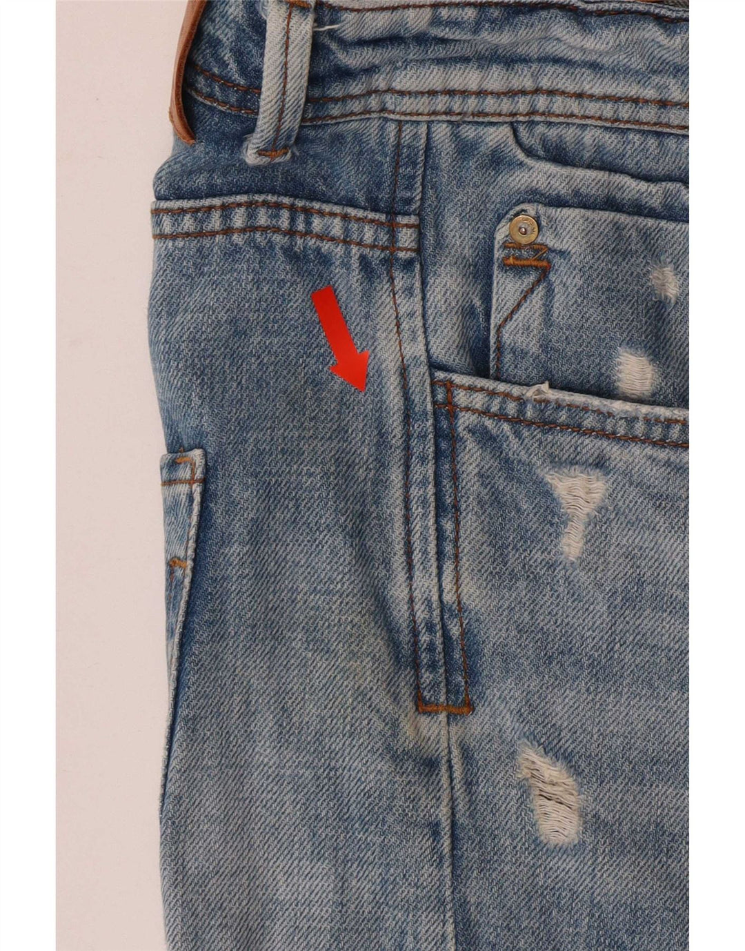 Zara Pantalones cortos de mezclilla desgastados para hombre EU 42 Large W32 Azul