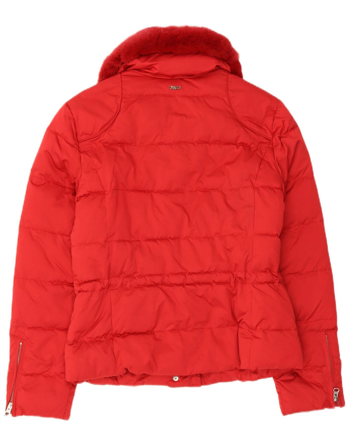 MARLBORO CLASSICS Womens Padded Jacket UK 14 Medium Red Polyester