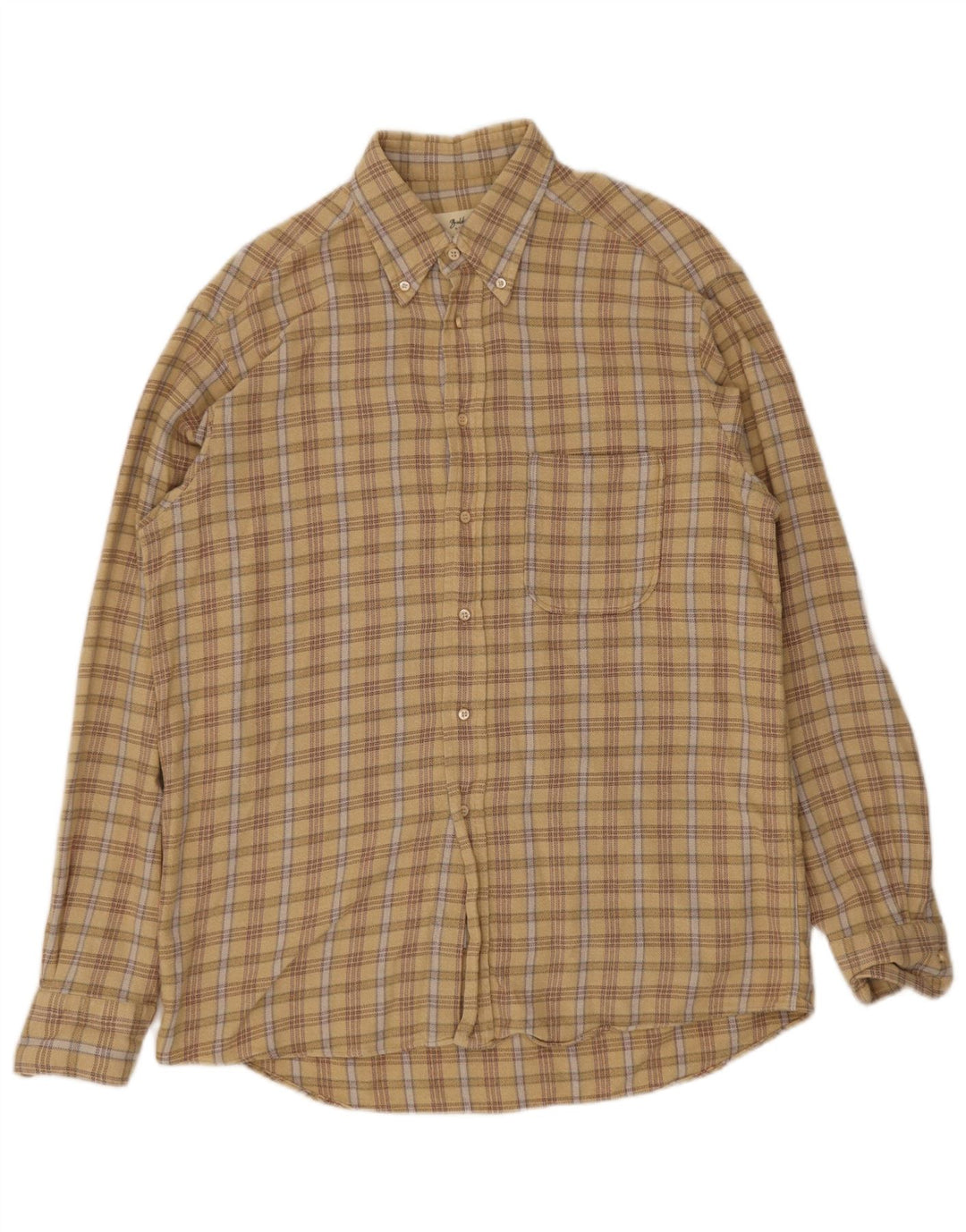 Hugo Boss Camisa de franela para hombre Talla 41 Cuadros beige grandes