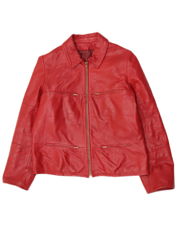 Chaqueta de cuero vintage para mujer IT 44 Cuero rojo medio