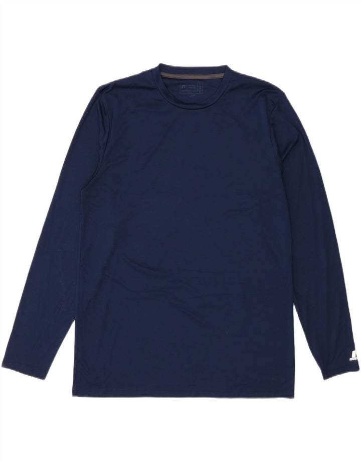 RUSSELL ATHLETIC Mens Dri-Power Top Long Sleeve Large Navy Blue Vintage Russell Athletic and Second-Hand Russell Athletic from Messina Hembry 
