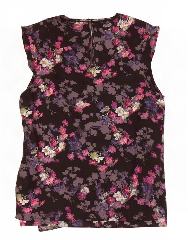 Oasis Blusa para mujer Top UK 40 Mediano Negro Floral Poliéster