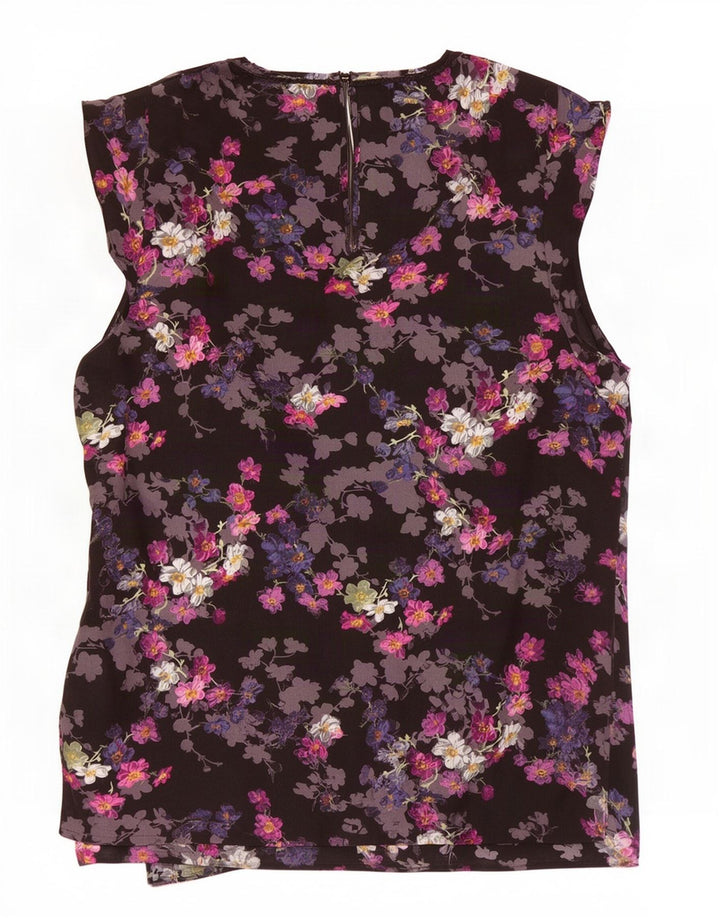 Oasis Blusa para mujer Top UK 40 Mediano Negro Floral Poliéster