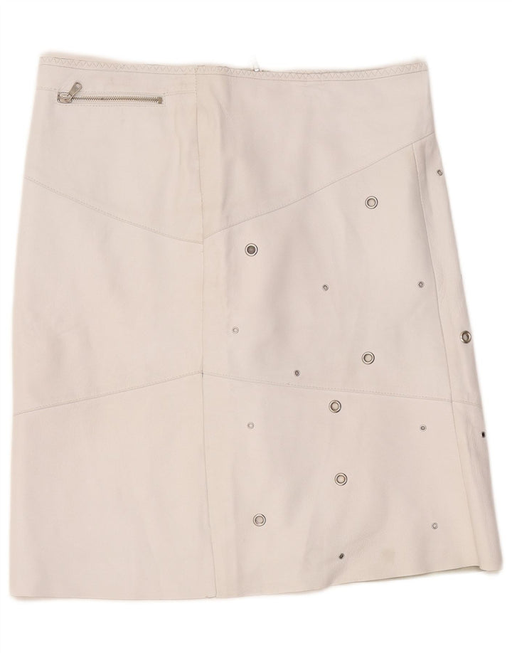 Falda de cuero vintage para mujer W36 XL Blanco
