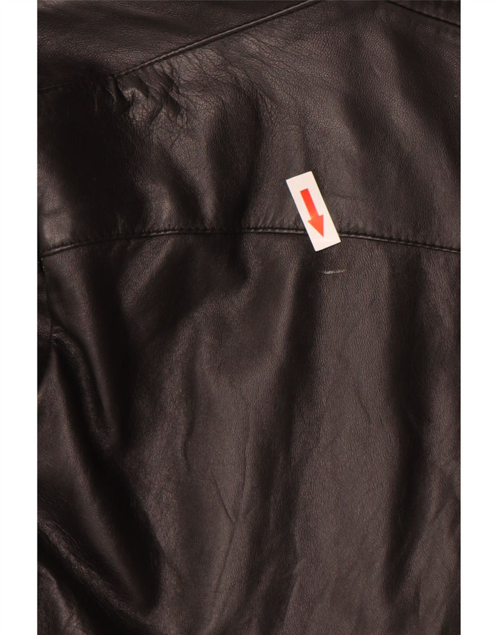 Chaqueta de cuero vintage para mujer IT 48 XL Negro