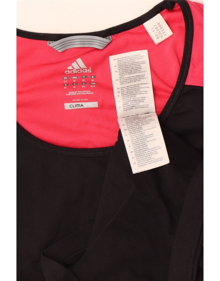 Adidas Mujer Climalite Chaleco Top UK 40 Mediano Negro Colorblock Nylon