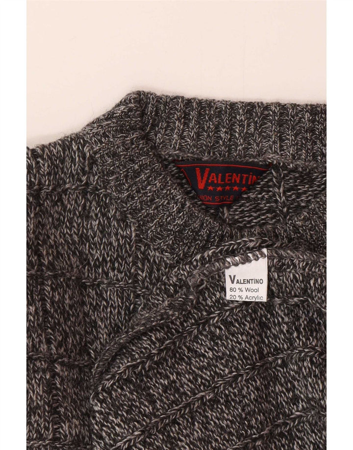 Valentino Jersey De Cuello Redondo Para Hombre Jersey De Lana Gris Grande