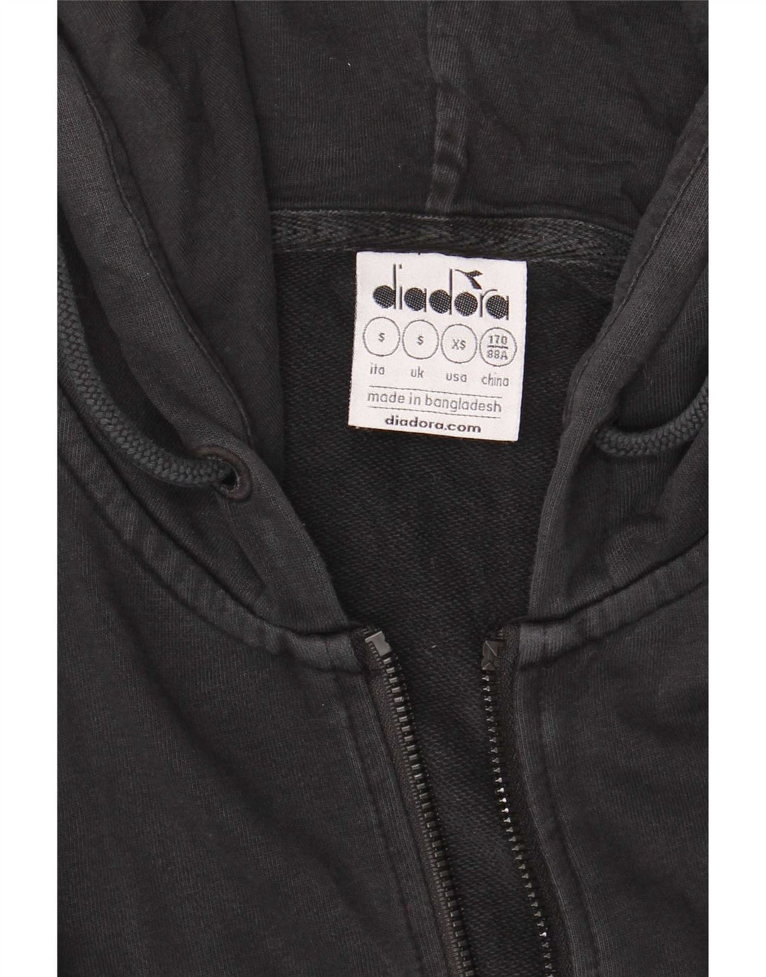 Diadora Sudadera con capucha y cremallera para hombre Small Black