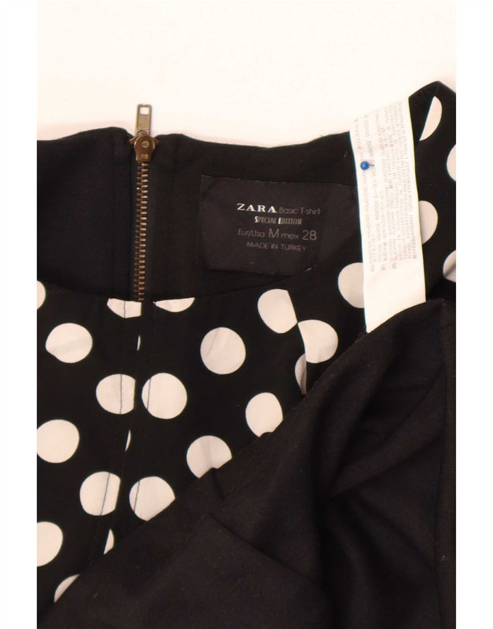 Zara Vestido recto para mujer UK 40 Mediano Poliéster con lunares negros