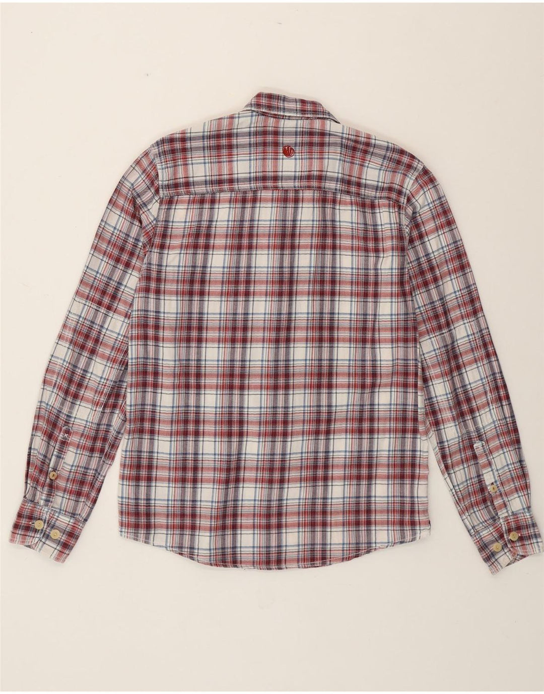 FAT FACE Camisa de franela para hombre de algodón a cuadros rojos pequeños