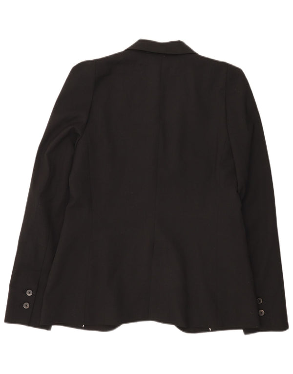 Zara Mujer Chaqueta Blazer De 1 Botón UK 10 Small Poliéster Negro