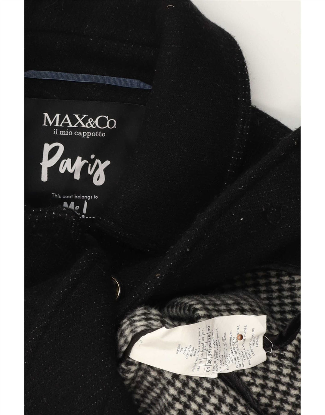 Max&Co. Abrigo para mujer UK 8 Small Lana negra