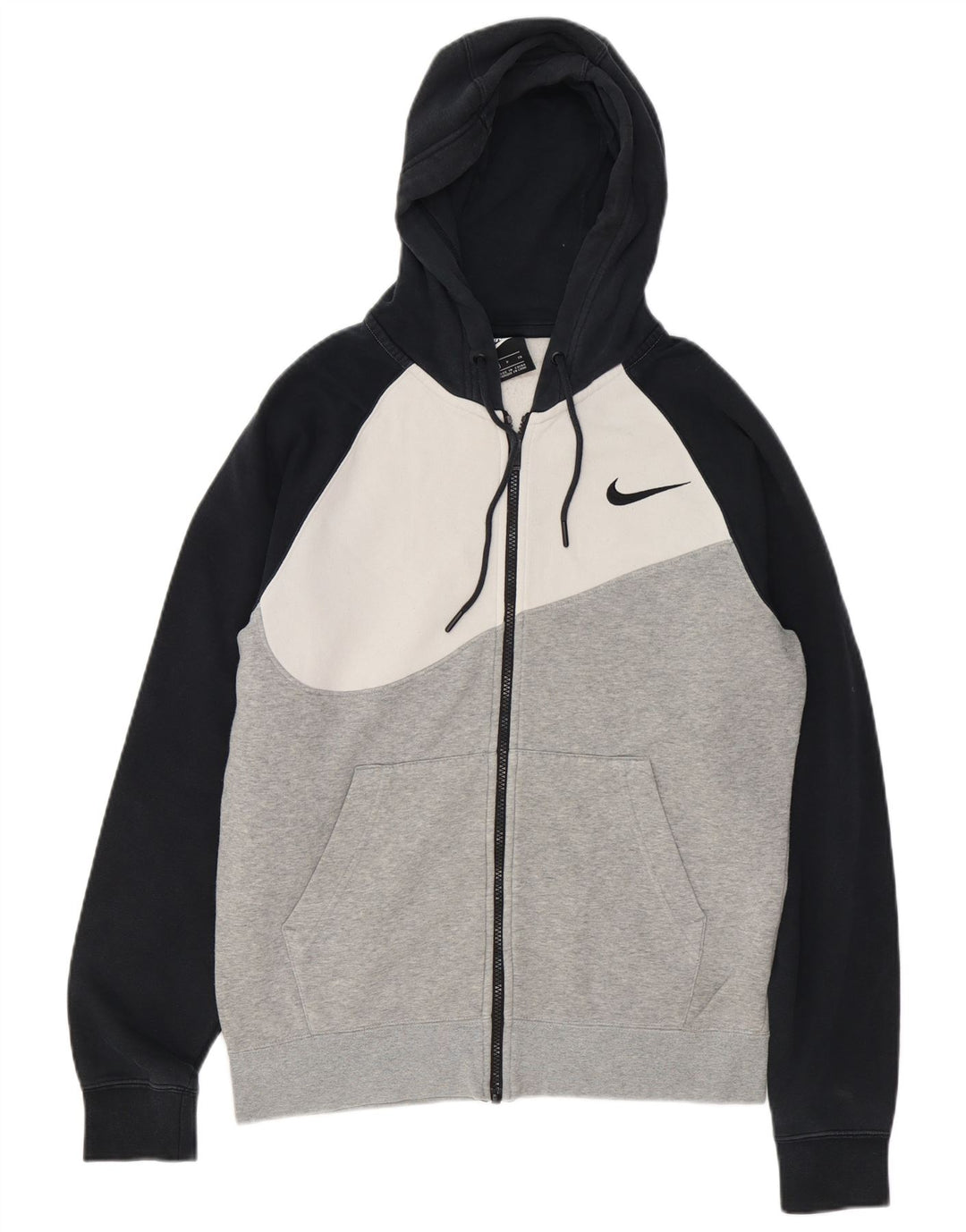 NIKE Mens Graphic Zip Hoodie Sweater Small Multicoloured Colourblock