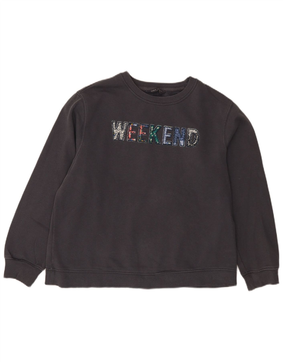 Marks & Spencer Sudadera con gráfico de fin de semana para mujer, talla 40, color negro