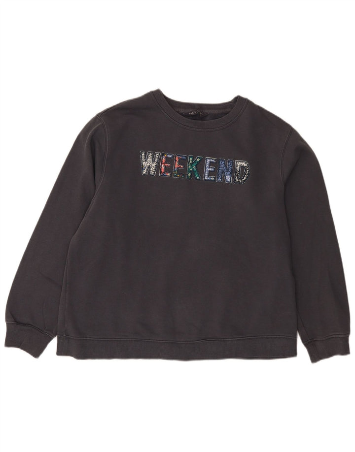 Marks & Spencer Sudadera con gráfico de fin de semana para mujer, talla 40, color negro