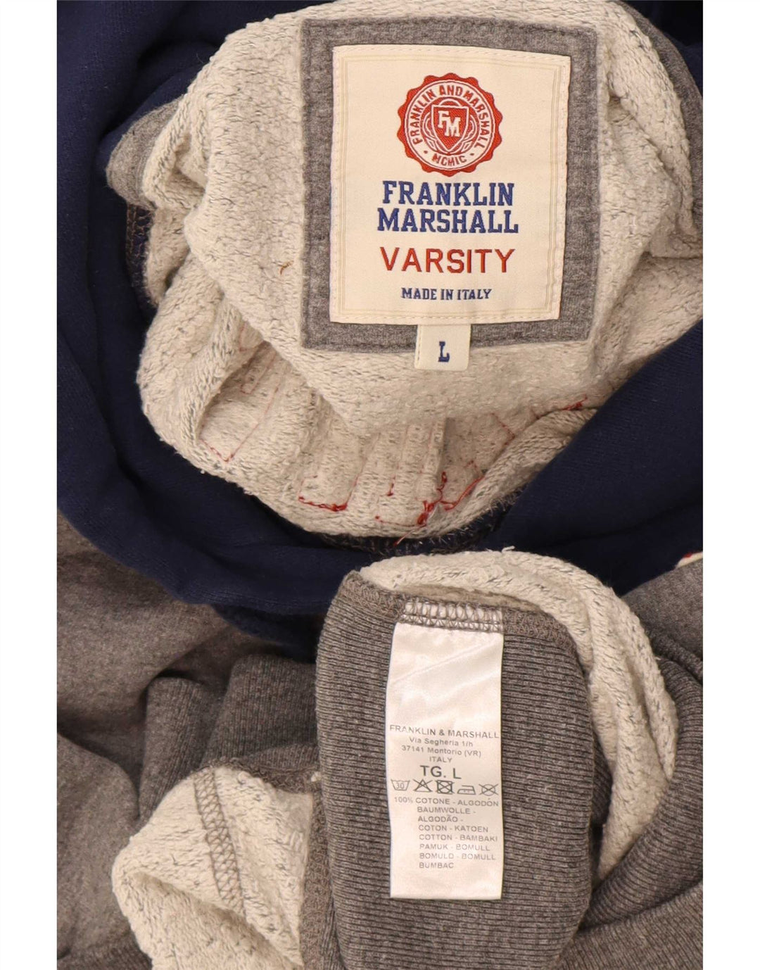 Franklin & Marshall Hombre Sudadera Con Capucha Gráfica Grande Gris Colorblock