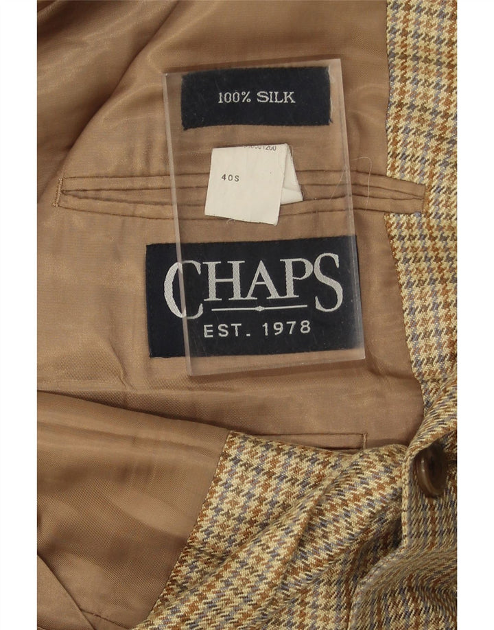 CHAPS Mens 2 Button Blazer Jacket UK 40 Large Beige Houndstooth