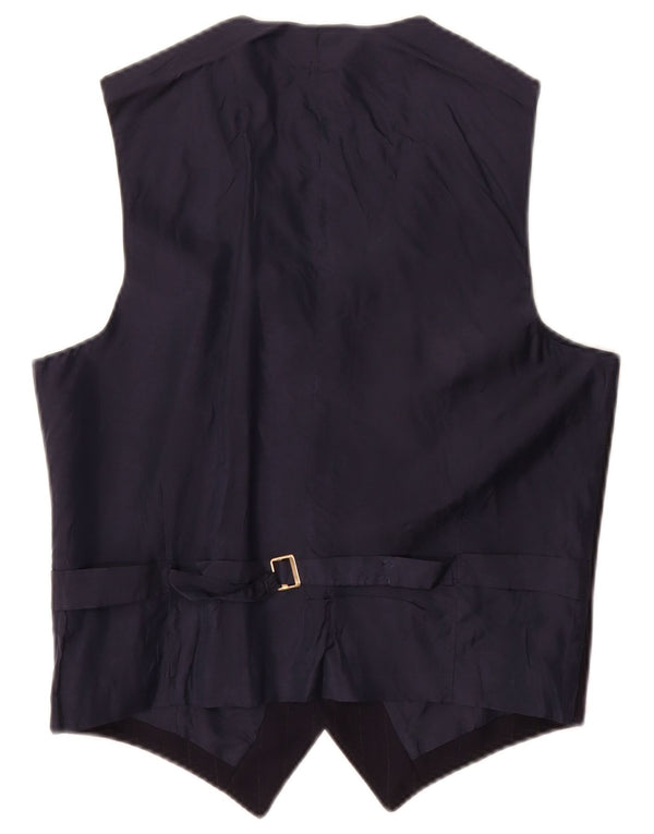 Chaleco vintage para hombre pequeño azul marino a rayas