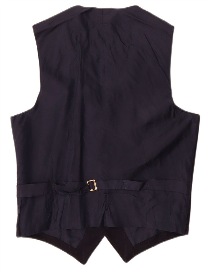 Chaleco vintage para hombre pequeño azul marino a rayas