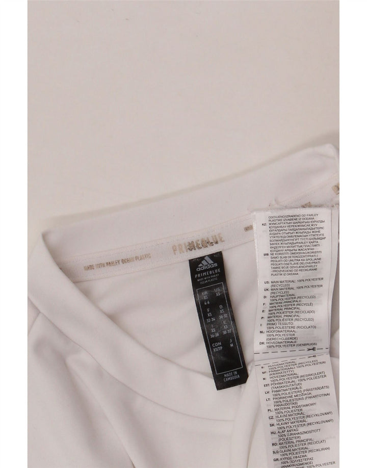 Adidas Mujer Prime Blue Graphic Camiseta Top UK 4/6 XS Blanco Poliéster