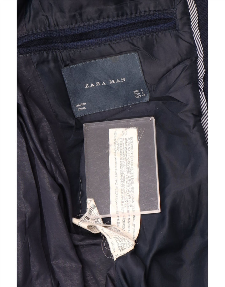 Abrigo ZARA Hombre UK 40 Grande Poliéster Azul Marino